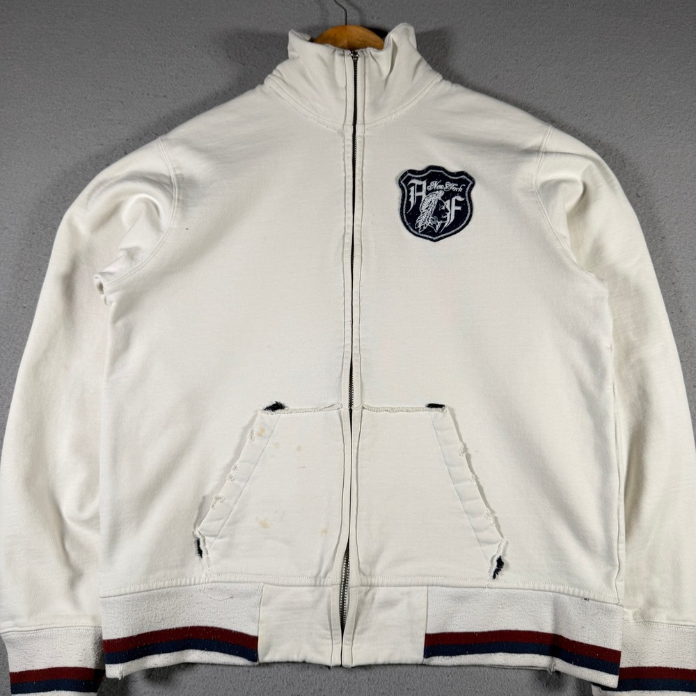 Vintage Abercrombie & Fitch Mens Full Zip Sweatshirt New York Crest Distressed L